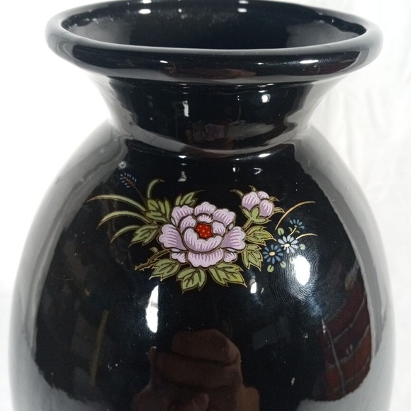 Vintage Mid Century Enchanto California E62 Vase Peacock Design Hand Painted - Picture 6 of 11